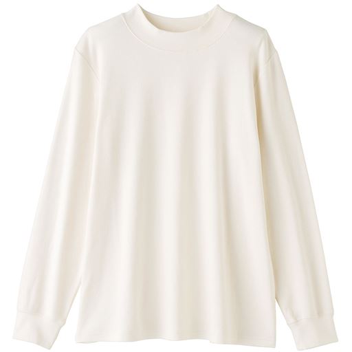 【レディース大きいサイズ】 【ぽっちゃりさんサイズ】やさしい着心地のモックネックTシャツ(綿混・洗濯機OK) - セシール ■カラー：オフホワイト ■サイズ：L,LL,3L,4L
