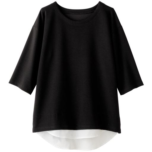 40%OFF【レディース大きいサイズ】 【ぽっちゃりさんサイズ】オーバーシルエット重ね着風プルオーバー - セシール ■カラー：ブラック ■サイズ：L