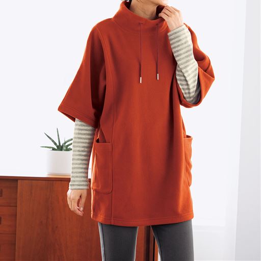30%OFF【レディース】 フリースロングプルオーバー ■カラー：ダークオレンジ ■サイズ：M,L,LL,3L,S