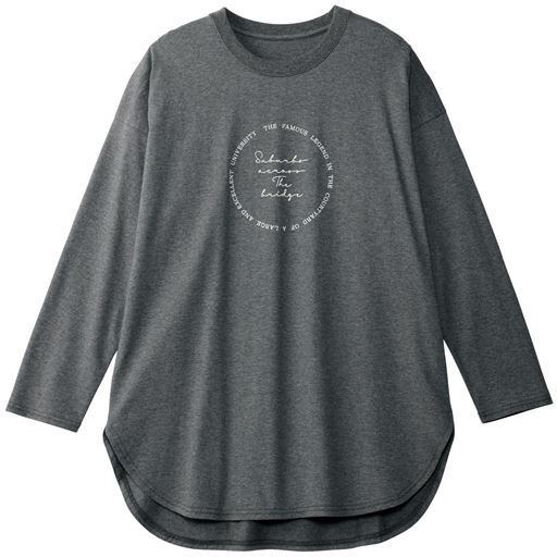 30%OFF【レディース】 プリントゆるTシャツ - セシール ■カラー：チャコールグレー ■サイズ：M-L,LL-3L