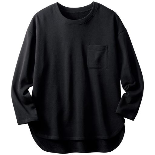 【レディース】 裏起毛クルーネックTシャツ(綿100%・洗濯機OK) ■カラー：ブラック ■サイズ：L,LL,3L,M