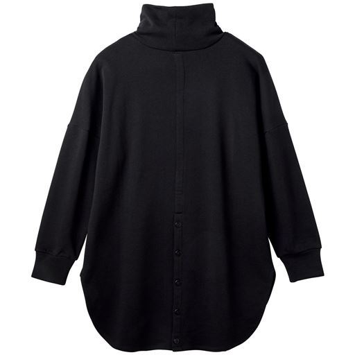 【レディース】 裏起毛タートルネックロングTシャツ(綿100%・洗濯機OK) - セシール ■カラー：ブラック ■サイズ：L,M,3L
