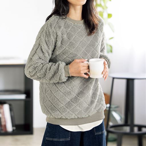 30%OFF【レディース】 ボアプルオーバー ■カラー：ライトグレー ■サイズ：M,L,LL,3L