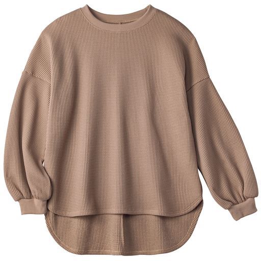 【レディース】 ワッフル起毛プルオーバー ■カラー：グレージュ ■サイズ：M,L,LL,3L