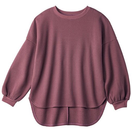 【レディース】 ワッフル起毛プルオーバー - セシール ■カラー：ボルドー ■サイズ：LL,3L,M,L