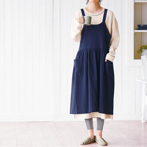 【レディース大きいサイズ】 【ぽっちゃりさんサイズ】2点セット(ワンピース+エプロンチュニック) - セシール ■カラー：セットA ■サイズ：L-LL,3L-4L,5L-6L