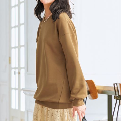 【レディース大きいサイズ】 【ぽっちゃりさんサイズ】ビッグシルエットプルオーバー - セシール ■カラー：モカ ■サイズ：L-LL,3L-4L,5L-6L
