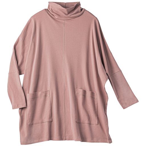 【レディース】 裏起毛ハイネックゆるプルオーバー - セシール ■カラー：グレイッシュピンク ■サイズ：M-L,LL-3L