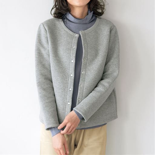 【レディース】 中わたカーディガン - セシール ■カラー：ライトグレー ■サイズ：L,M,LL,3L