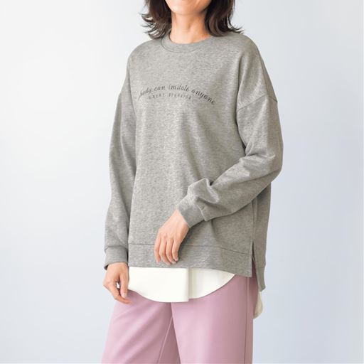 【レディース】 プリントトレーナー ■カラー：ミックスグレー ■サイズ：M,L,LL,3L,4L,5L,6L,S