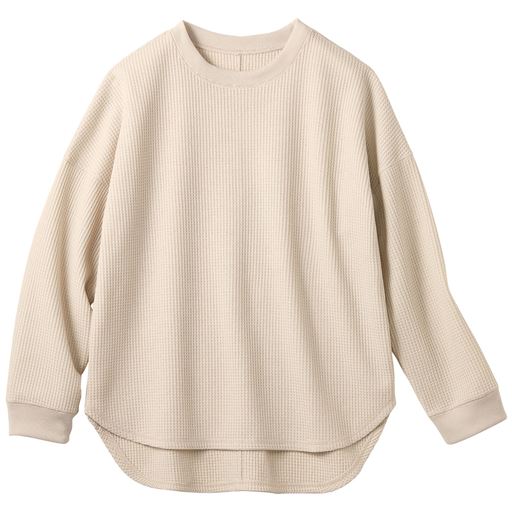 【レディース】 ワッフルプルオーバー ■カラー：ライトベージュ ■サイズ：M,L,LL,3L