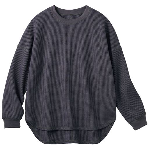 【レディース】 ワッフルプルオーバー - セシール ■カラー：チャコールグレー ■サイズ：M,L,LL,3L