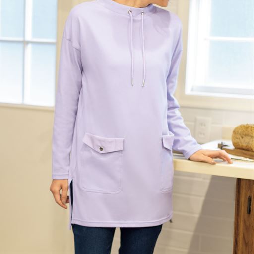 【レディース】 ロングプルオーバー ■カラー：ソフトパープル ■サイズ：M,L,LL,3L