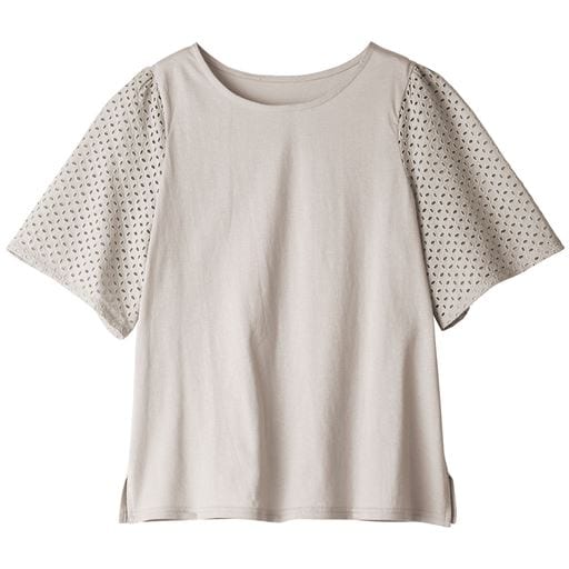 コットンレーススリーブTシャツ(綿100%・洗濯機OK) - ファッション通販