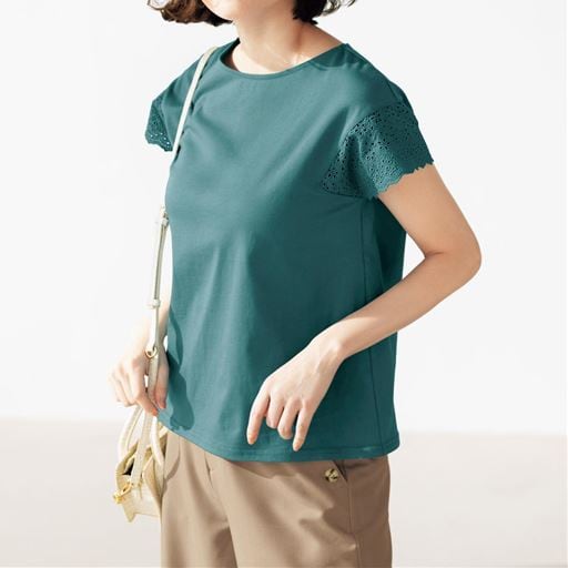 フレンチ袖レースTシャツ - ファッション通販ならセシール(cecile)