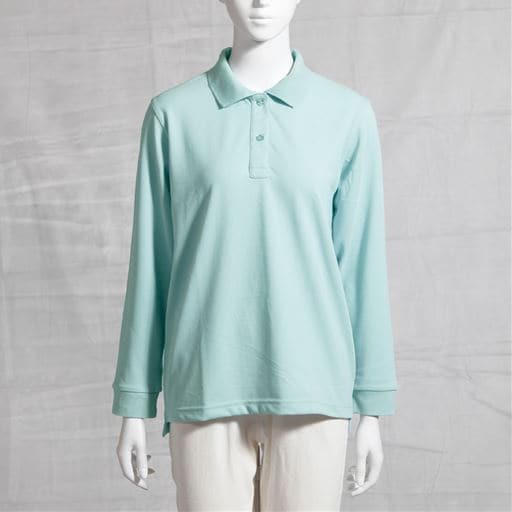 ポロシャツ(長袖)(UVカット・洗濯機OK・吸汗速乾・S～5L) | アイスブルー