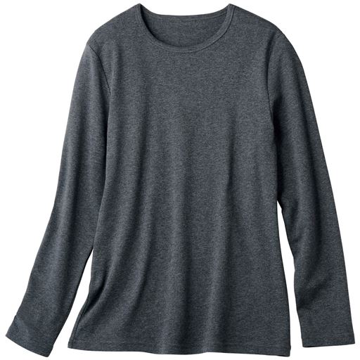 【レディース】 裏起毛クルーネックTシャツ(綿100%・洗濯機OK) - セシール ■カラー：チャコールグレー ■サイズ：S,L