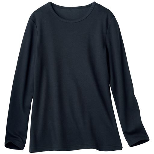 ＜セシール＞【レディース】 裏起毛クルーネックTシャツ(綿100%・洗濯機OK) ■カラー：ブラック ■サイズ：SMLLL3L4L〜5L