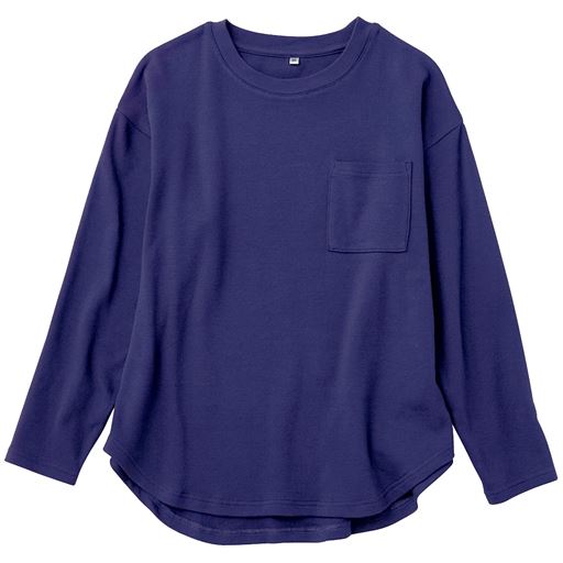 ＜セシール＞【レディース】 裏起毛クルーネックTシャツ ■カラー：パープル ■サイズ：MLLL3L