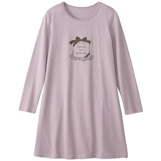 【レディース】 プリントロングフレアTシャツ(綿100%) - セシール ■カラー：ライラック ■サイズ：S,M,L,LL,3L