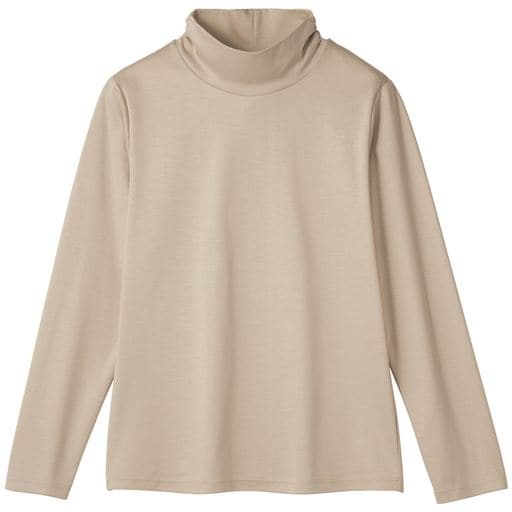 【レディース】 超長綿タートルネックTシャツ(日本製) ■カラー：グレージュ ■サイズ：LLL3L