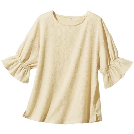 70%OFF【レディース】 楊柳素材で爽やか 袖フリルチュニック - セシール ■カラー：オフホワイト ■サイズ：L