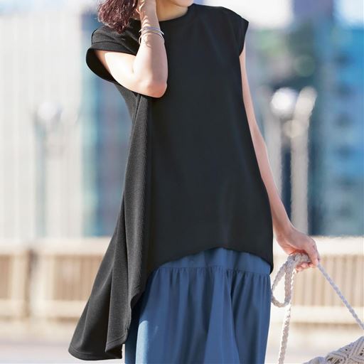 70%OFF【レディース】 フレンチ袖で二の腕カバー Aラインチュニック - セシール 