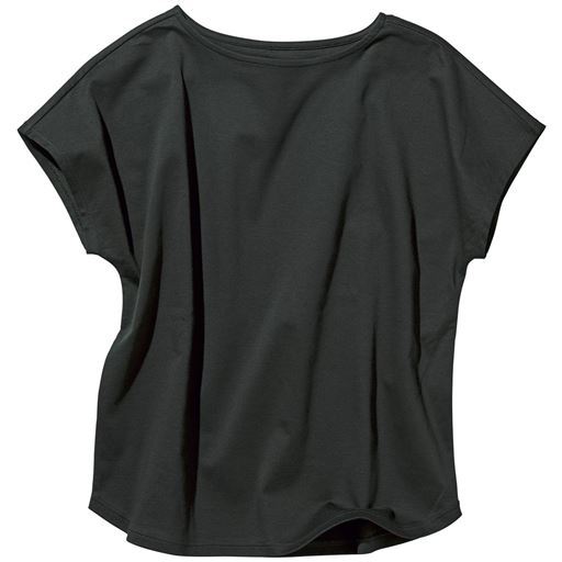 【レディース】 超長綿ボートネックTシャツ(綿100%・日本製・洗濯機OK) - セシール ■カラー：ブラック ■サイズ：3L,S,M,L,LL