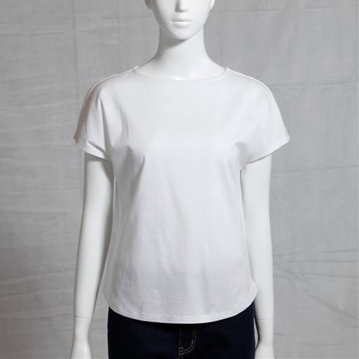 【レディース】 超長綿ボートネックTシャツ(綿100%・日本製・洗濯機OK) - セシール ■カラー：オフホワイト ■サイズ：S,M,L,LL,3L