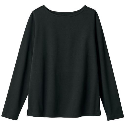 【レディース】 超長綿ボートネックTシャツ(綿100%・日本製) - セシール ■カラー：ブラック ■サイズ：S,M,L,LL,3L
