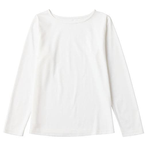 【レディース】 超長綿ボートネックTシャツ(綿100%・日本製) - セシール ■カラー：オフホワイト ■サイズ：S,M,L,LL