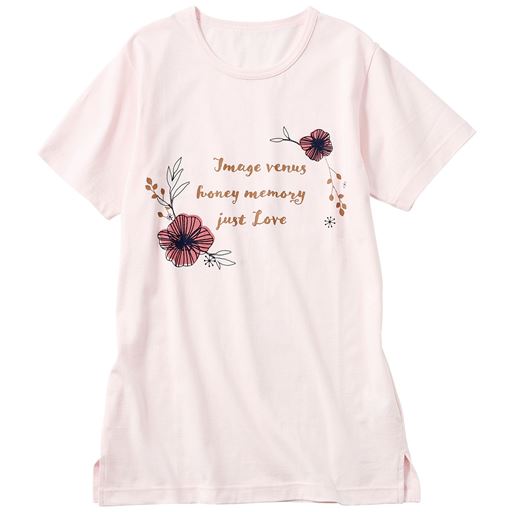 【レディース】 洗濯に強い!綿100%Tシャツ(セミロング丈) - セシール ■カラー：ピンク ■サイズ：M,L,LL