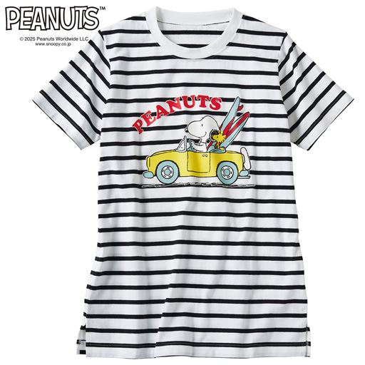 【レディース】 コットン100% 半袖Tシャツ(SNOOPY) - セシール ■カラー：ボーダーA ■サイズ：5L,M,L,LL,3L