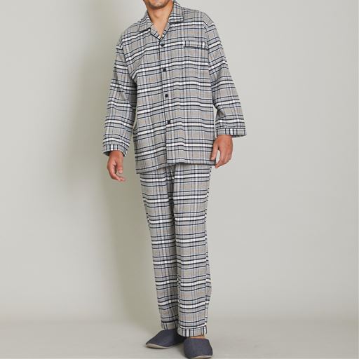 綿100 ネル先染めあったかシャツパジャマ 男女兼用 セシール Cecile