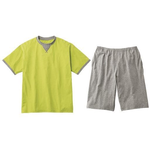 綿100%吸汗・速乾(半袖&ハーフパンツ)パジャマ(男女兼用) | イエローグリーン