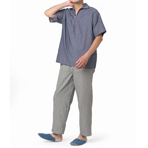 5%OFF【メンズ】 二重ガーゼカプリシャツパジャマ - セシール ■カラー：A ■サイズ：M,L,LL