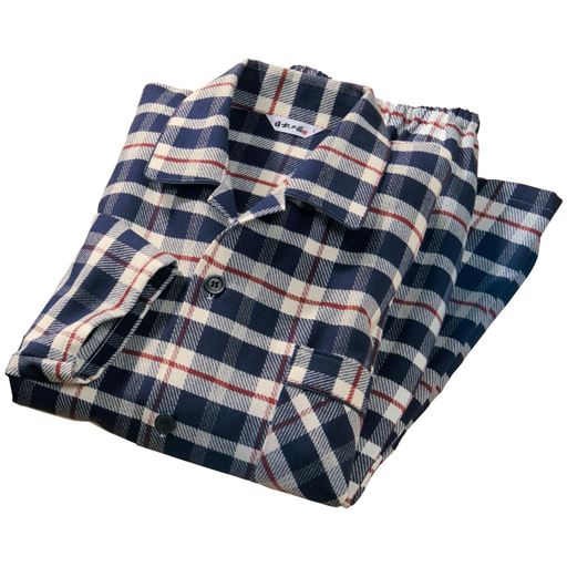 ＜セシール＞【メンズ】 あったか綿毛布シャツパジャマ【日本製】 - セシール ■カラー：コン ■サイズ：SMLLL3L画像