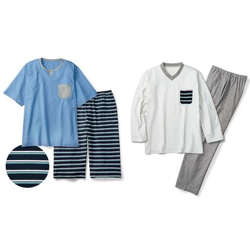 綿100%お得な4点セットパジャマ(男女兼用)(長袖・長パンツ・半袖・ハーフパンツ) | B