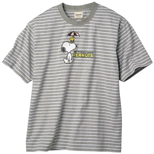 【レディース】 【男女兼用】綿100%プリントTシャツ(SNOOPY) - セシール ■カラー：ボーダーB ■サイズ：S,M,L,3L,5L