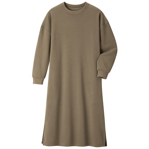 【レディース】 軽くて暖か裏起毛ワンピース ■カラー：オリーブ ■サイズ：M,L