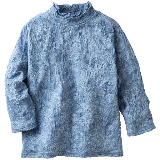 70%OFF【レディース】 日本製花柄ジャカードプルオーバー - セシール ■カラー：ブルー ■サイズ：L