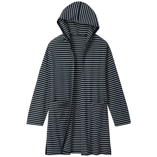 【レディース】 UVカットさらり着こなすロングパーカー ■カラー：ネイビーボーダー ■サイズ：M,LL,3L
