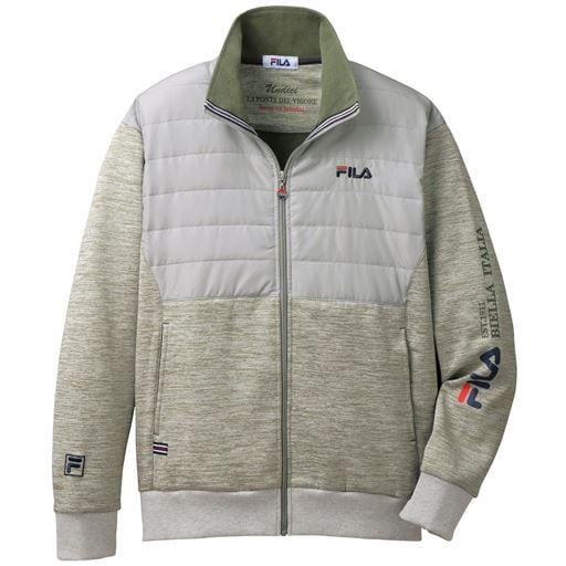 【メンズ】 FILA キルト切替えストレッチ軽量ブルゾン ■カラー：グレー ■サイズ：LL,L,M