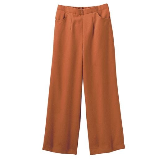【レディース】 ウール調すっきりワイドパンツ - セシール ■カラー：テラコッタ ■サイズ：M,LL
