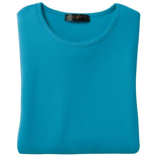 【レディース】 綿100% 七分袖Tシャツ ■カラー：ターコイズブルー ■サイズ：M,L