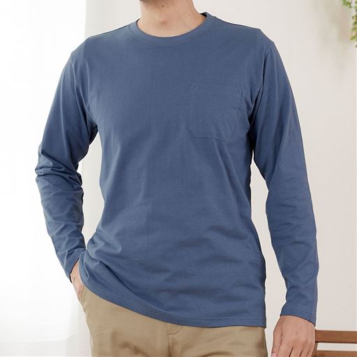 ＜セシール＞【メンズ】 メンズ長袖Tシャツ ■カラー：ブルーグレー ■サイズ：MLLL