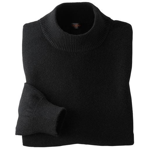 【レディース】 ウール100%洗えるハイネックセーター ■カラー：ブラック ■サイズ：M,L,LL