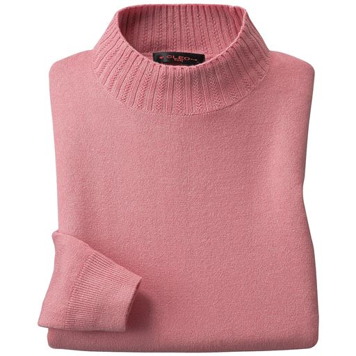 【レディース】 カシミヤタッチ衿すかしセーター ■カラー：ピンク ■サイズ：M,LL