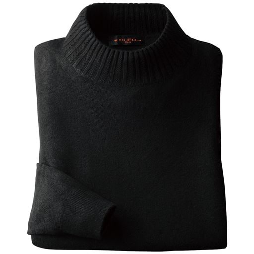 【レディース】 カシミヤタッチ衿すかしセーター ■カラー：ブラック ■サイズ：MLLL