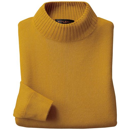 【レディース】 カシミヤタッチ衿すかしセーター - セシール ■カラー：カラシ ■サイズ：MLLL